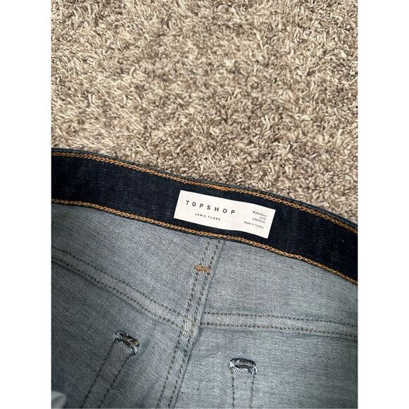 NWT TopShop Jamie Flare Jeans High Rise Dark Wash Indigo Women’s W34 L32 Stretch - Picture 6 of 11
